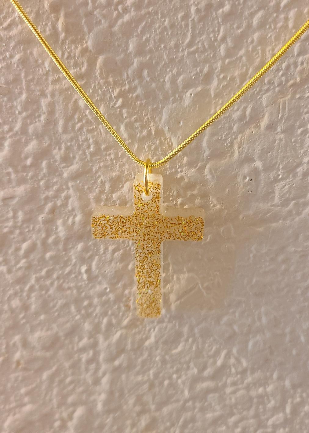 Crystal Cross Necklace-Gold - Image 2