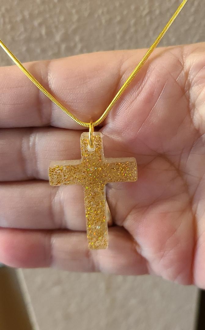 Crystal Cross Necklace-Gold - Image 3