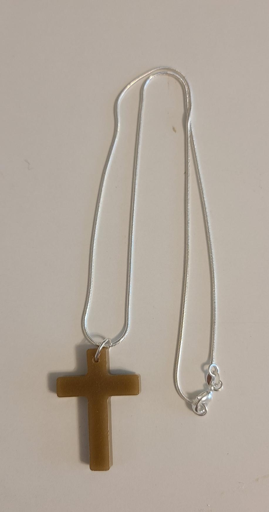 Golden Brown Crystal Cross Necklace
