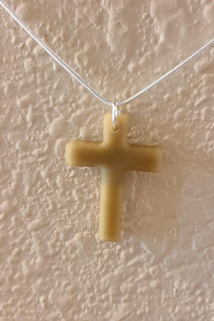 Golden Brown Crystal Cross Necklace - Image 2