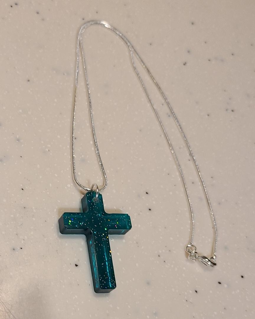 Green Crystal Cross Necklace