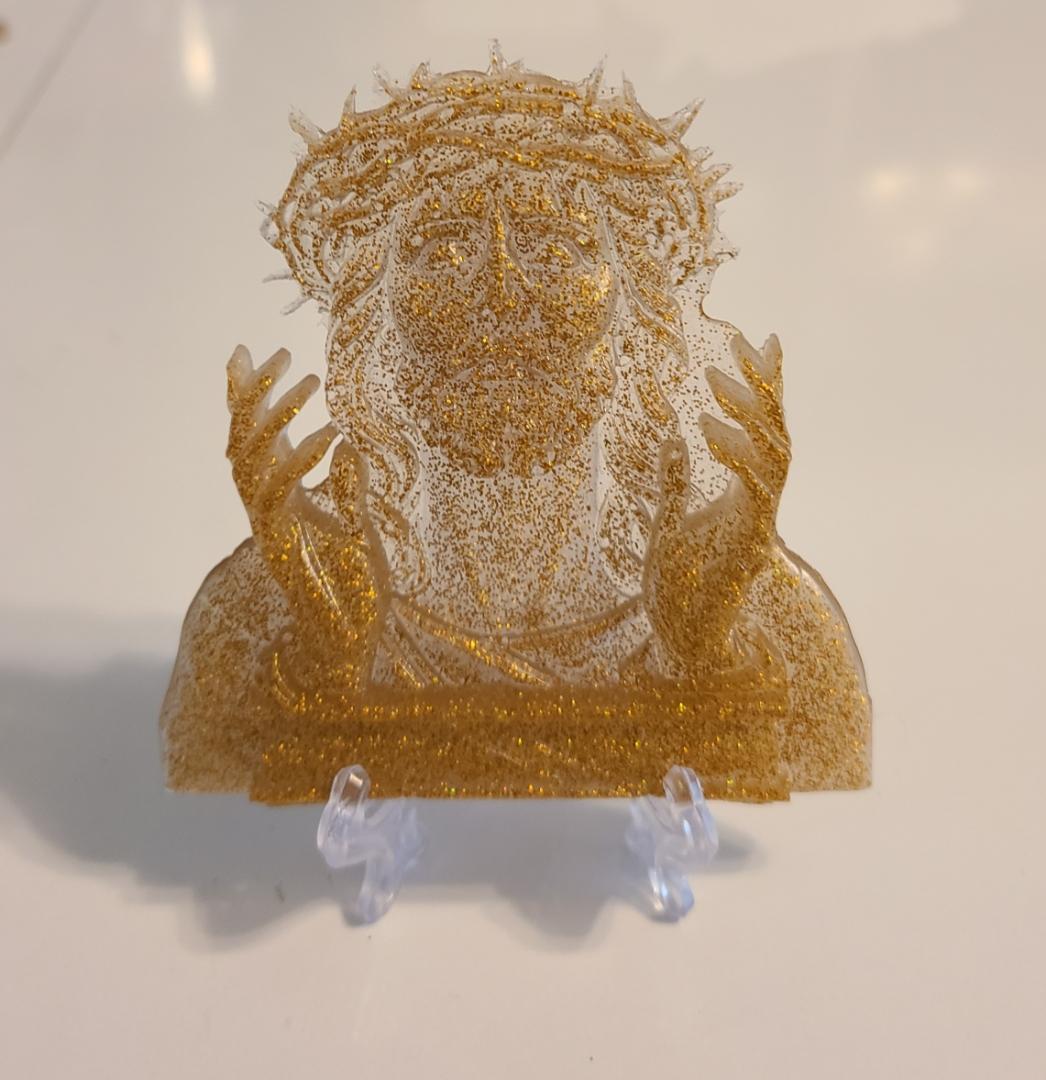 Gold Jesus Plaque with Stand - Image 6