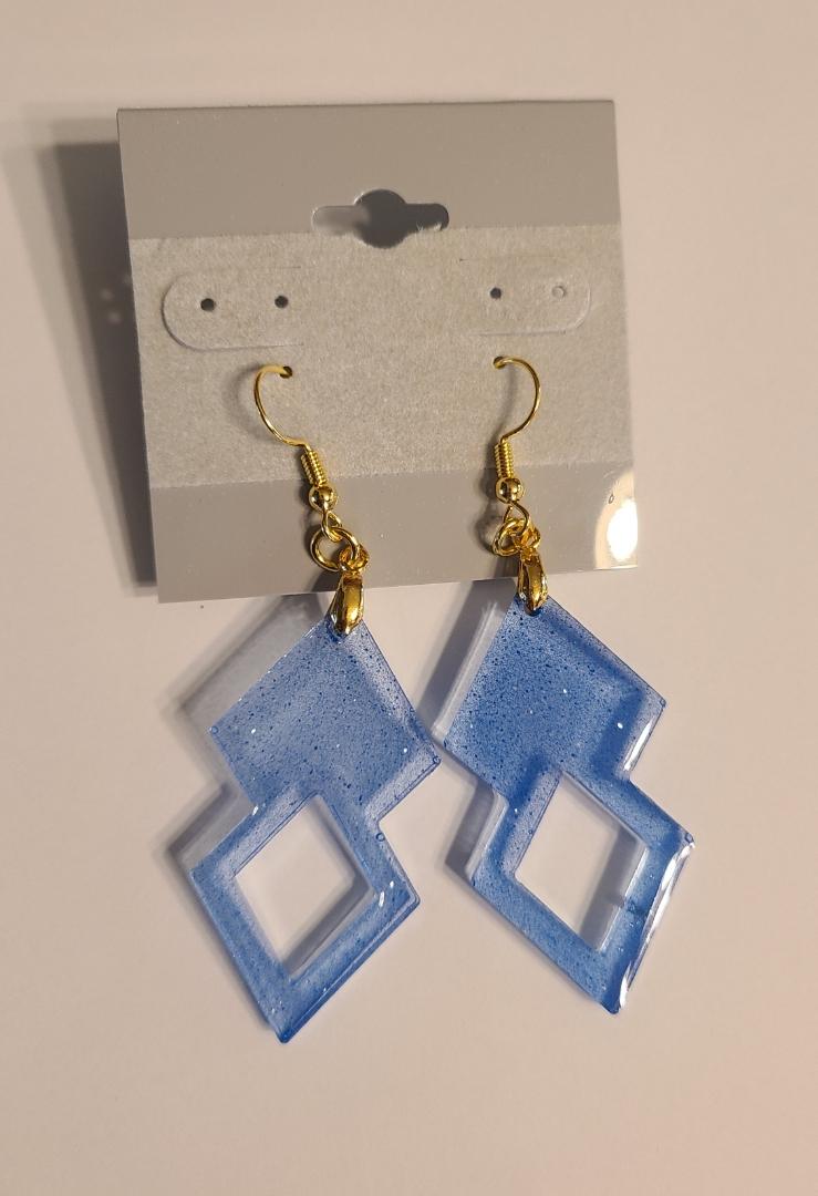 Double Triangle Earrings-Pastel Blue
