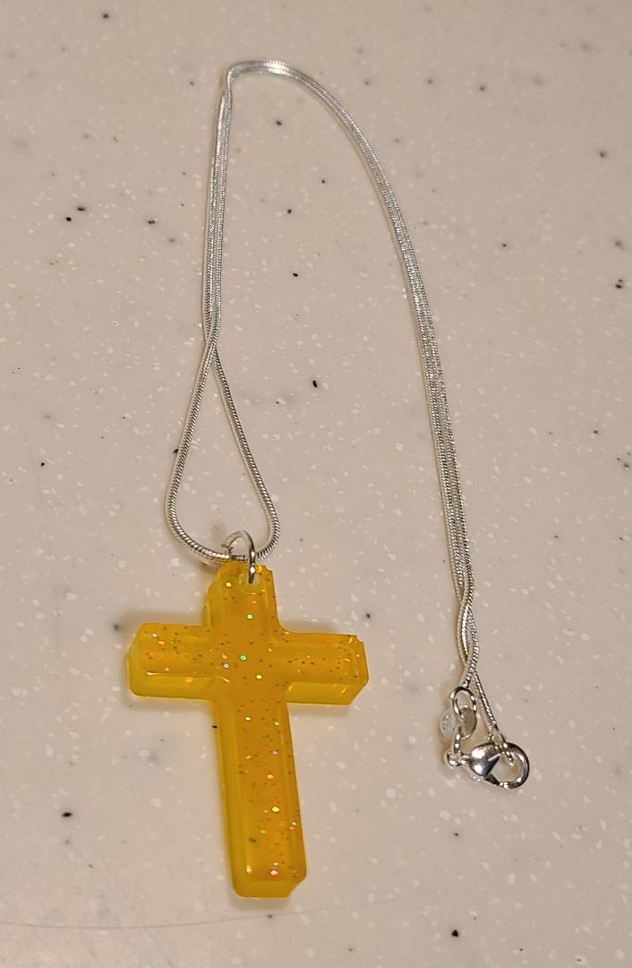 Yellow Crystal Cross Necklace