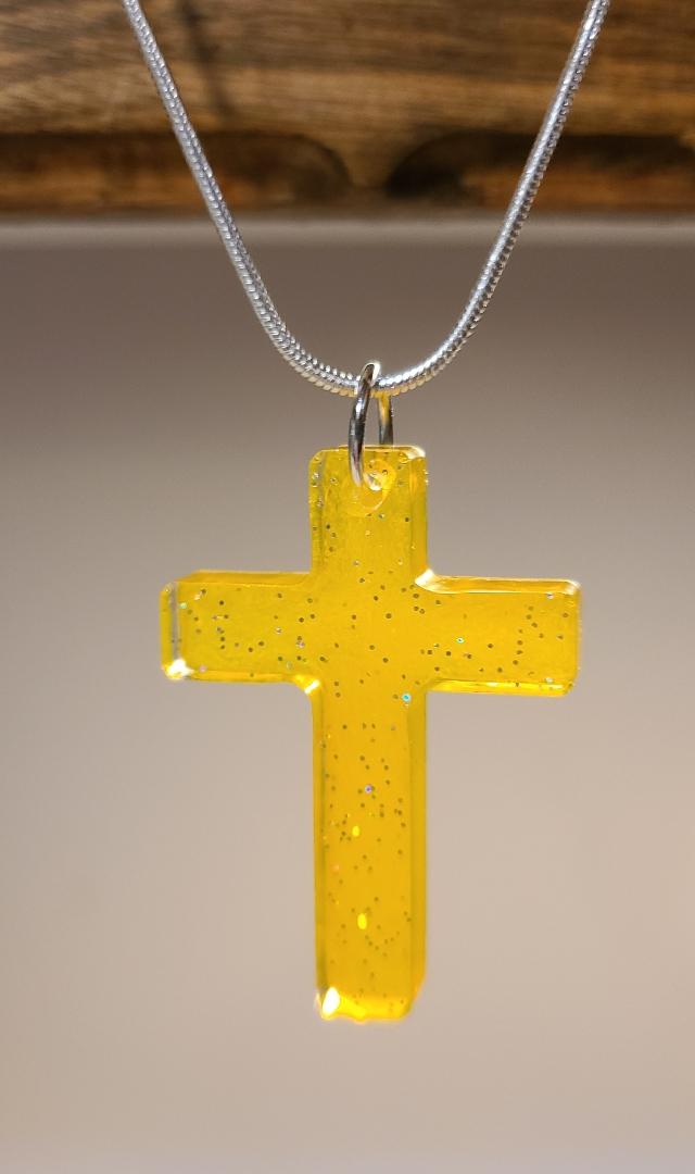 Yellow Crystal Cross Necklace - Image 2