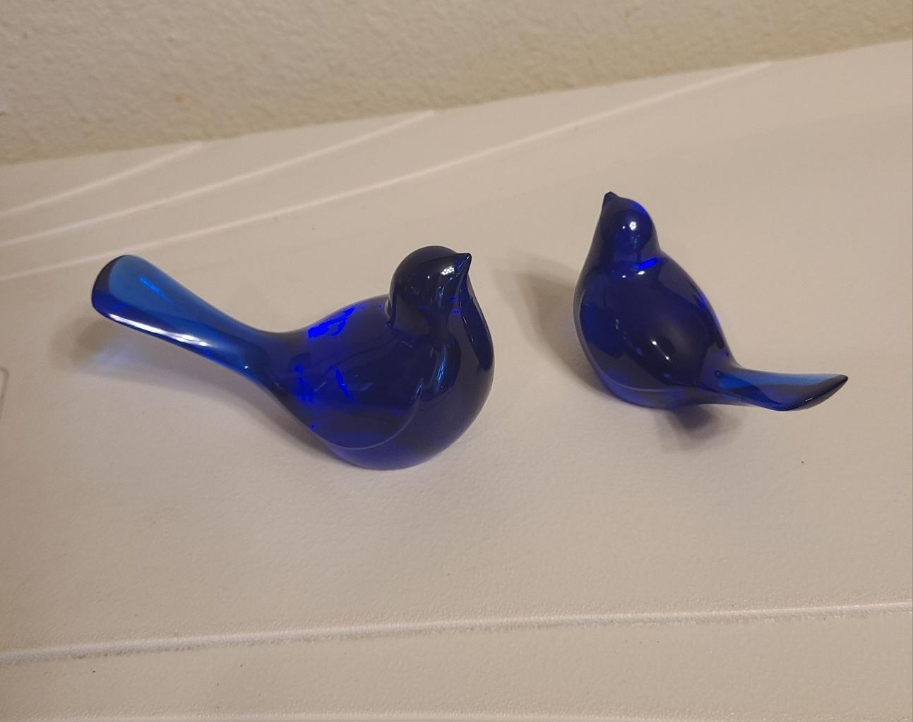 Two Crystal Bluebirds