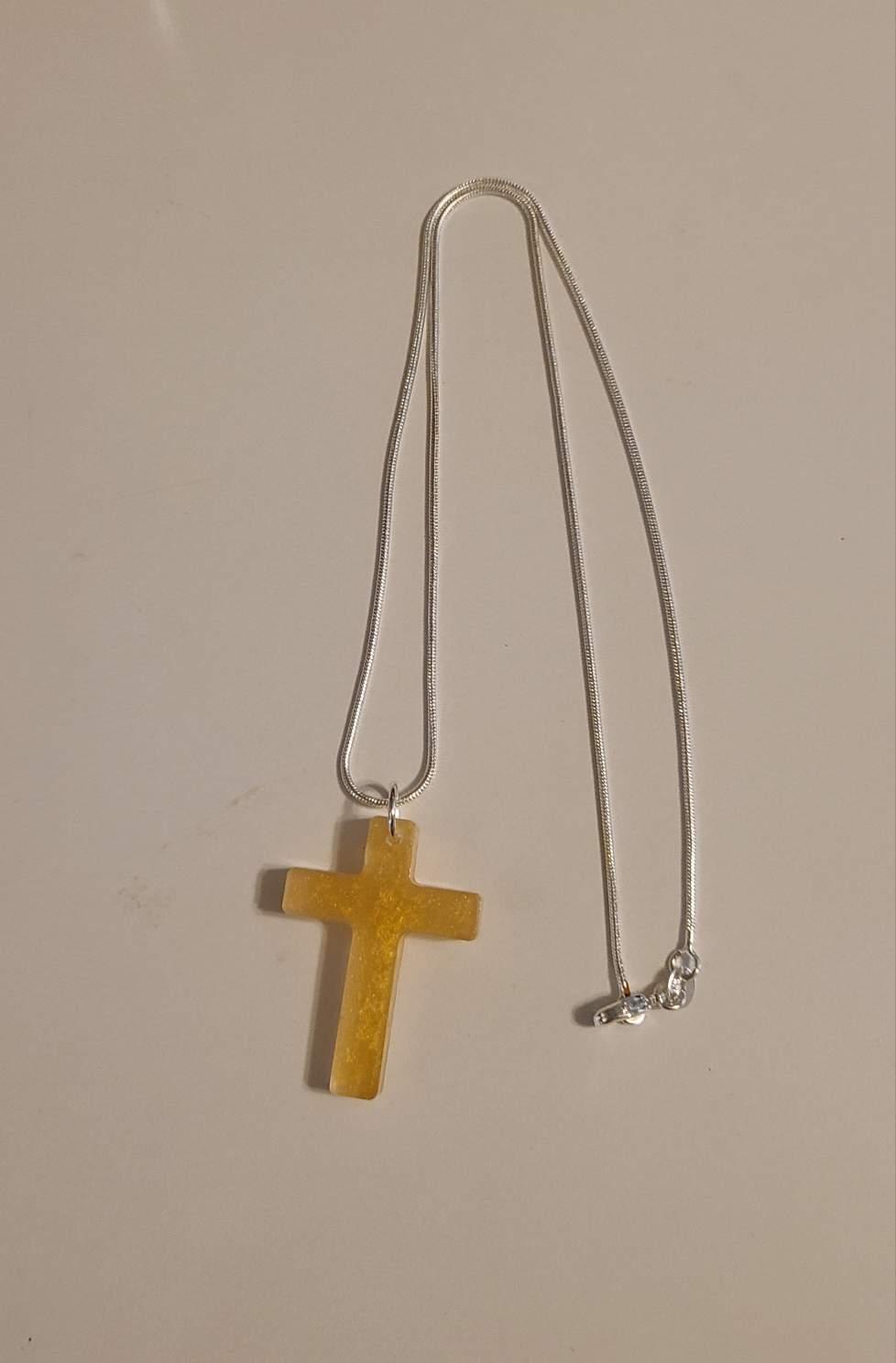 Gold Cross with Silver Chain