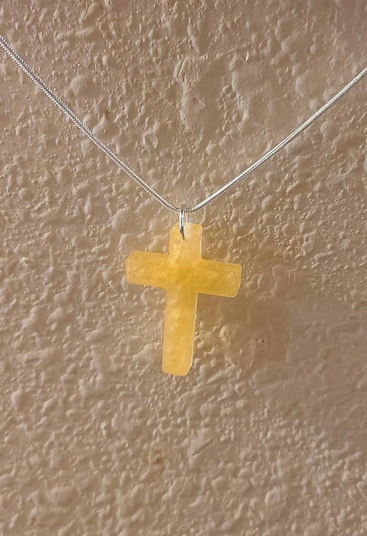 Gold Cross with Silver Chain - Image 2