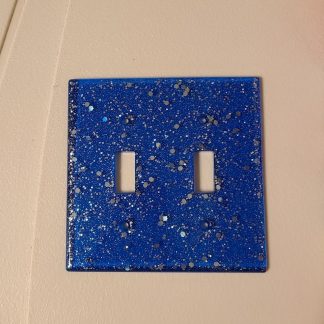 Blue Sequin Double Lightswitch Faceplate