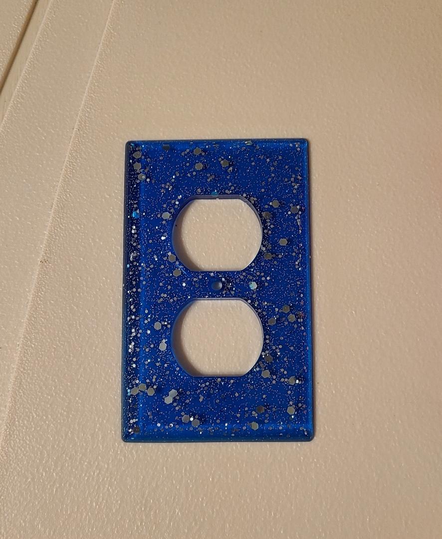 Blue Sequin Receptacle Faceplate