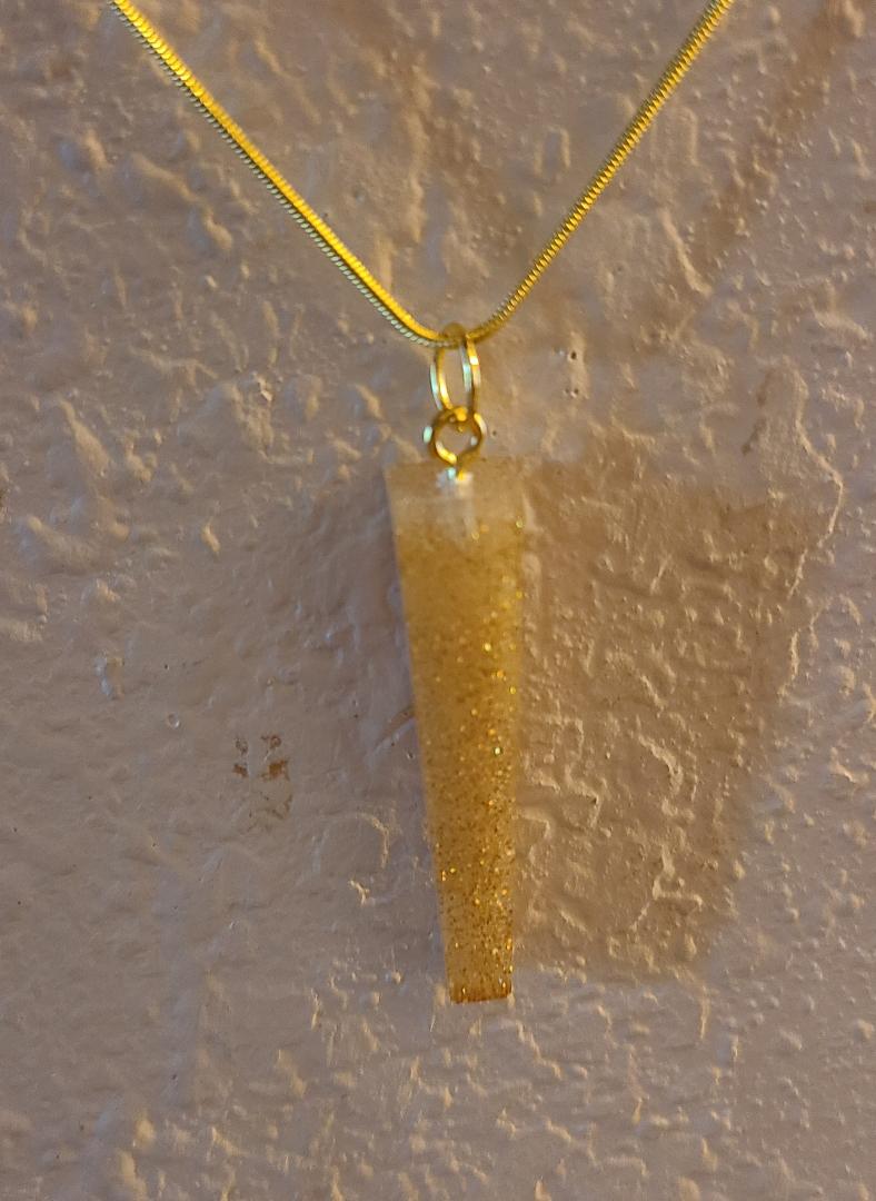 Square Cylinder Crystal Necklace-Gold - Image 2