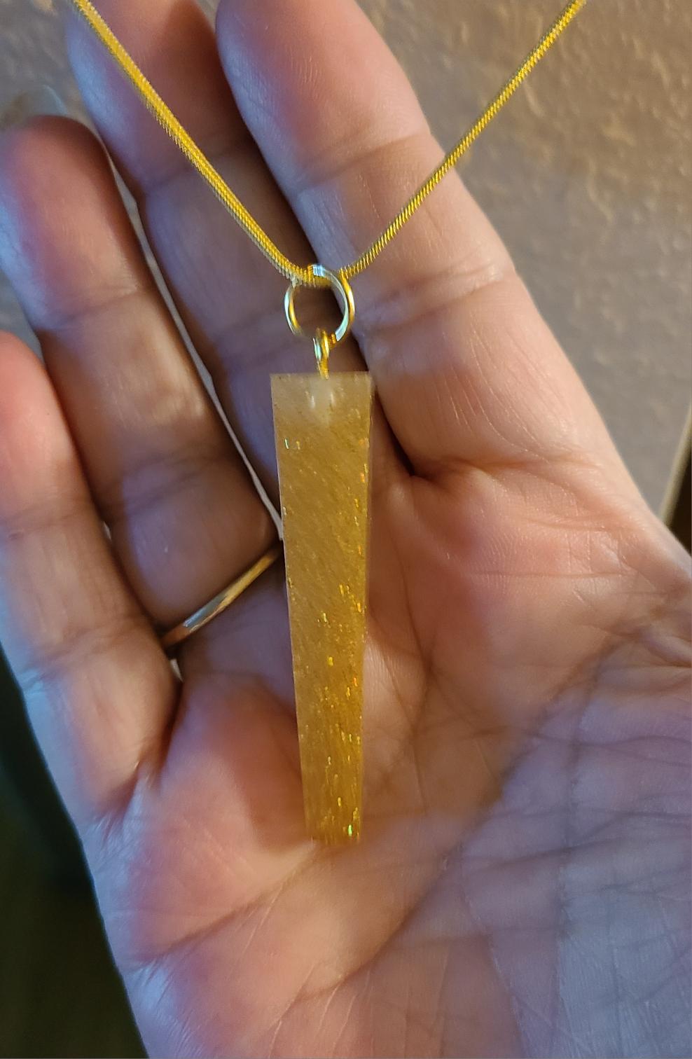 Square Cylinder Crystal Necklace-Gold - Image 3