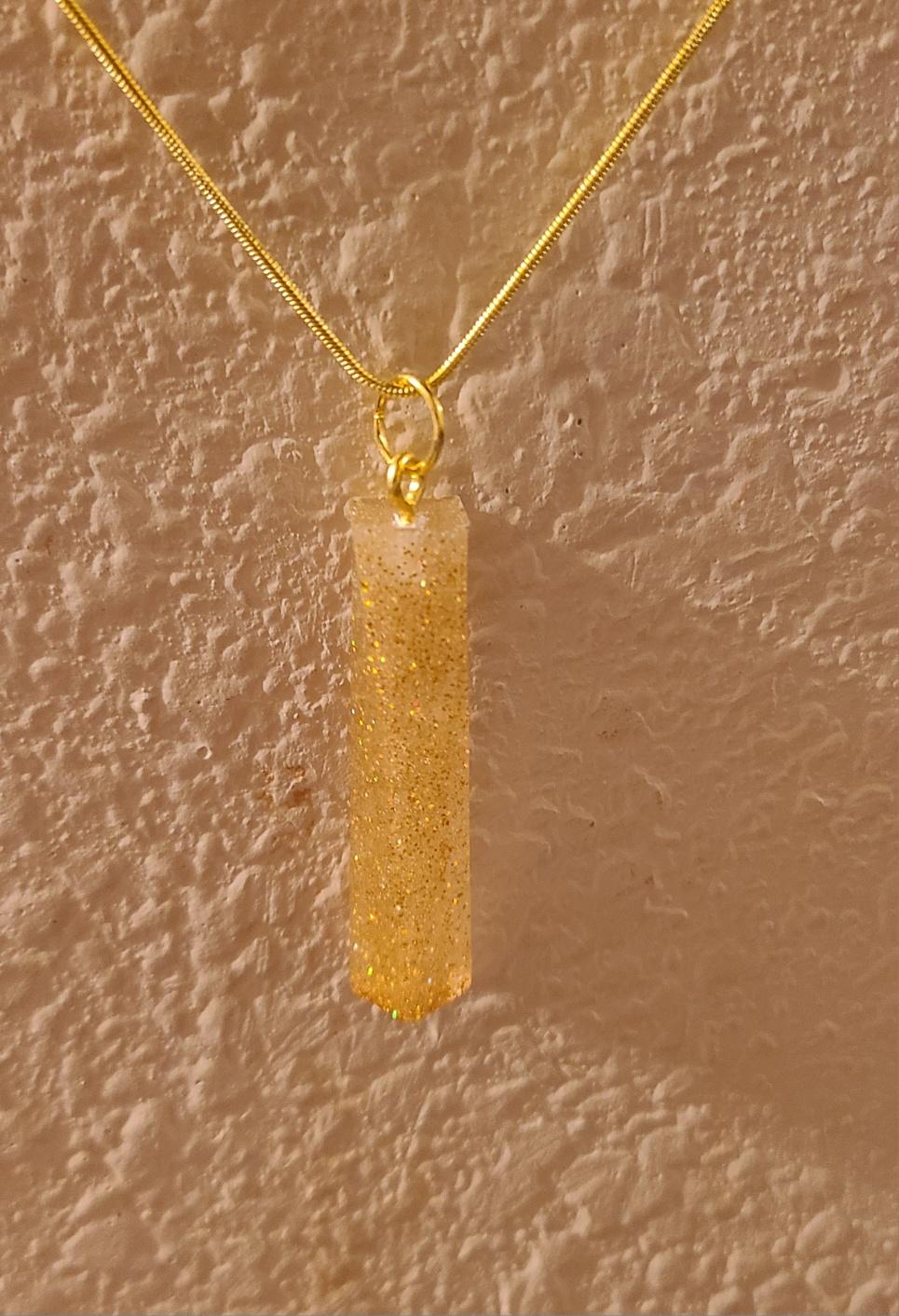 Twisted Square Crystal Necklace-Gold - Image 2