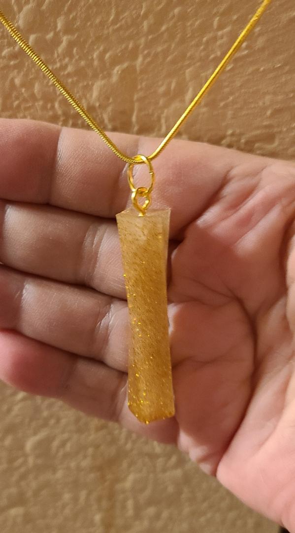 Twisted Square Crystal Necklace-Gold - Image 3