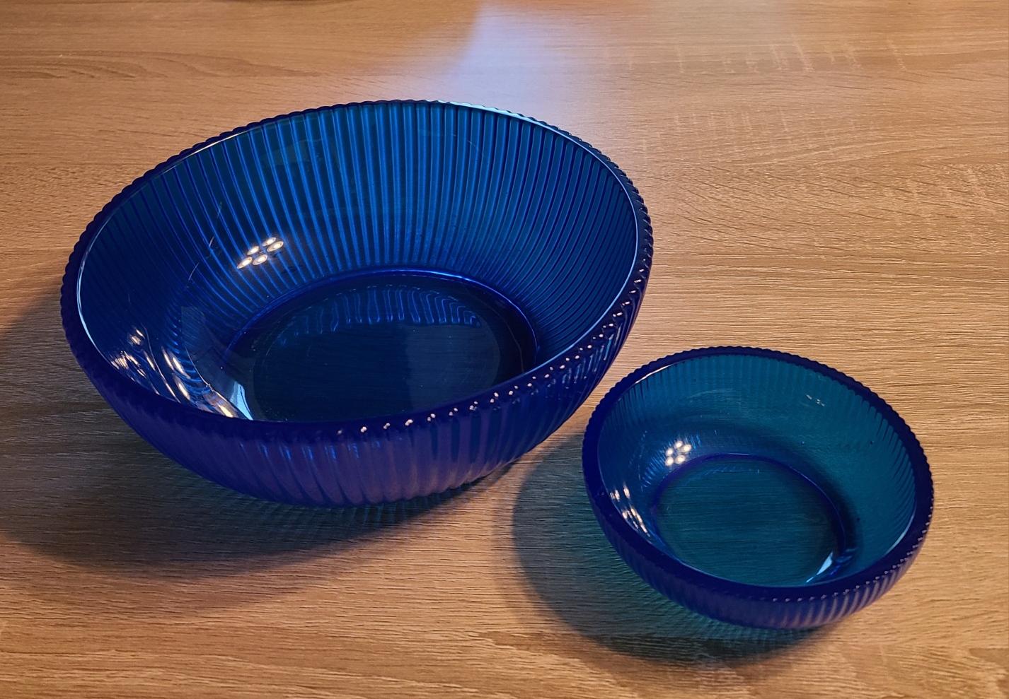 Chips and Dip Crystal Bowl Set-Blue