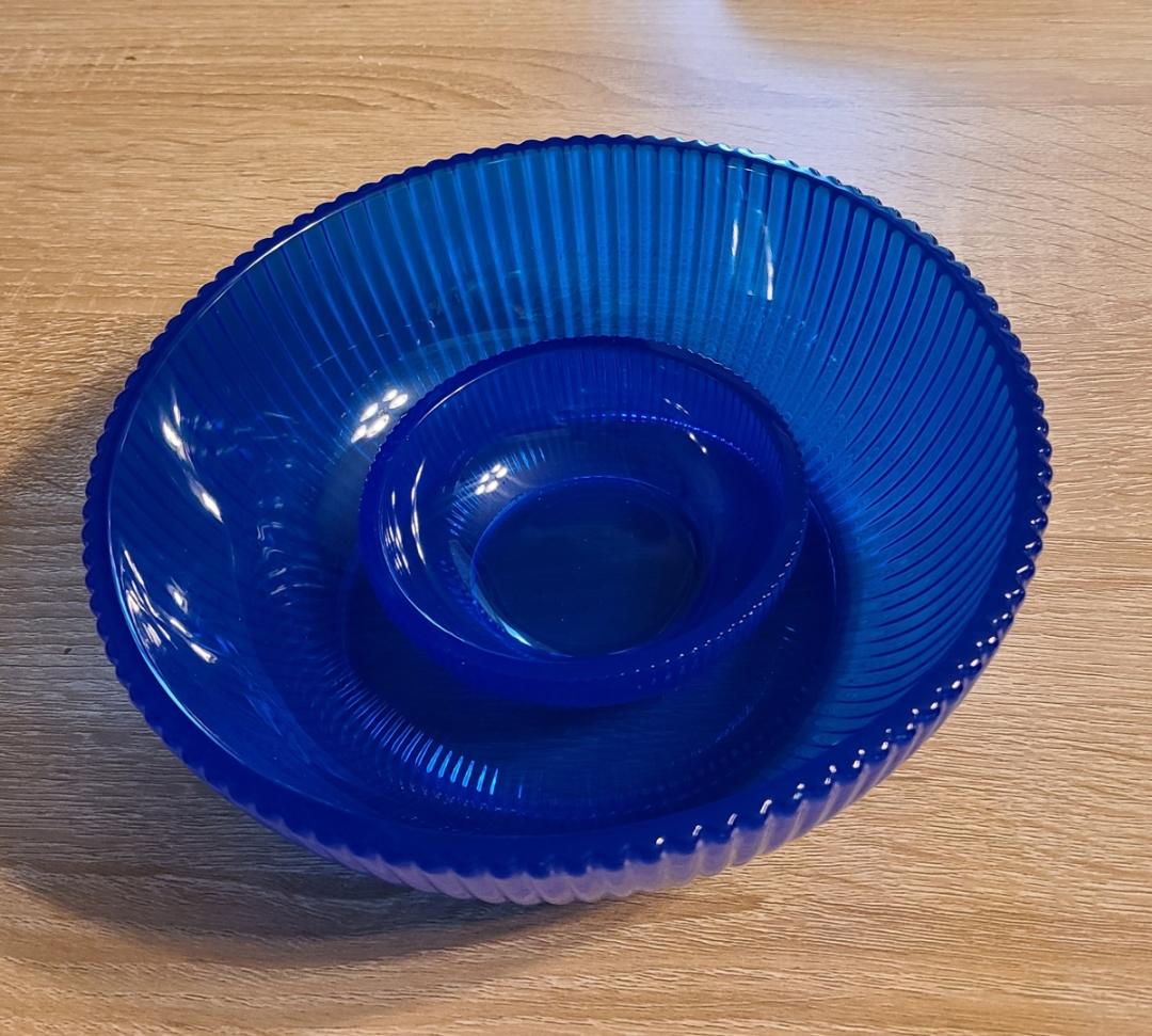 Chips and Dip Crystal Bowl Set-Blue - Image 2