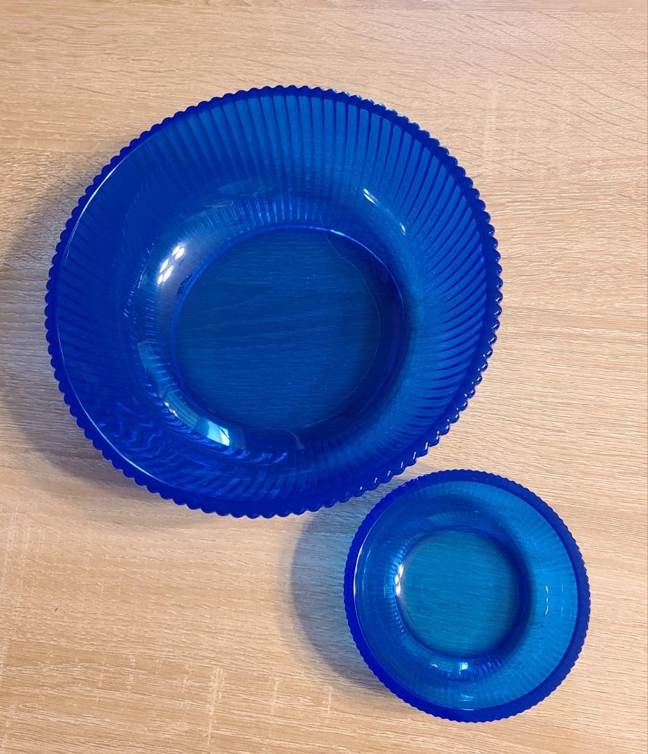 Chips and Dip Crystal Bowl Set-Blue - Image 3