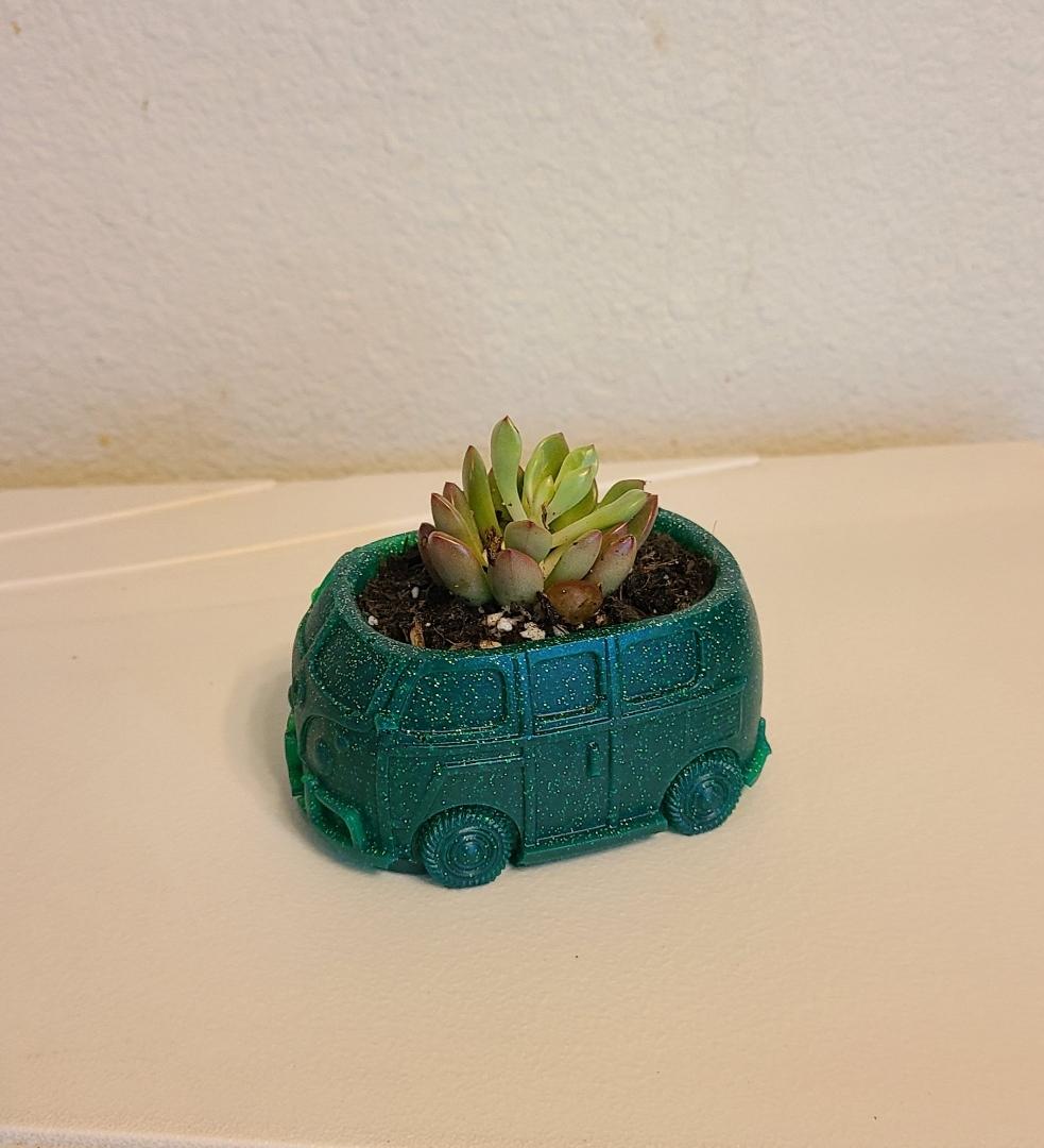 Green Retro Bus Planter