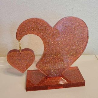 Red Crystal Double Heart with Stand