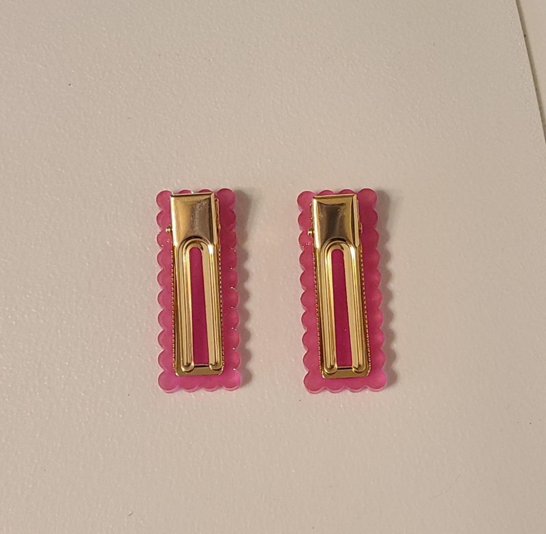 Magenta Large Rectangle Hair Clips - Image 2