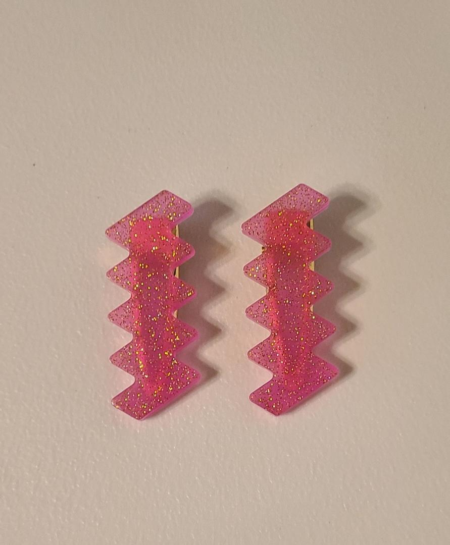 Magenta Zig Zag Large Hair Clips
