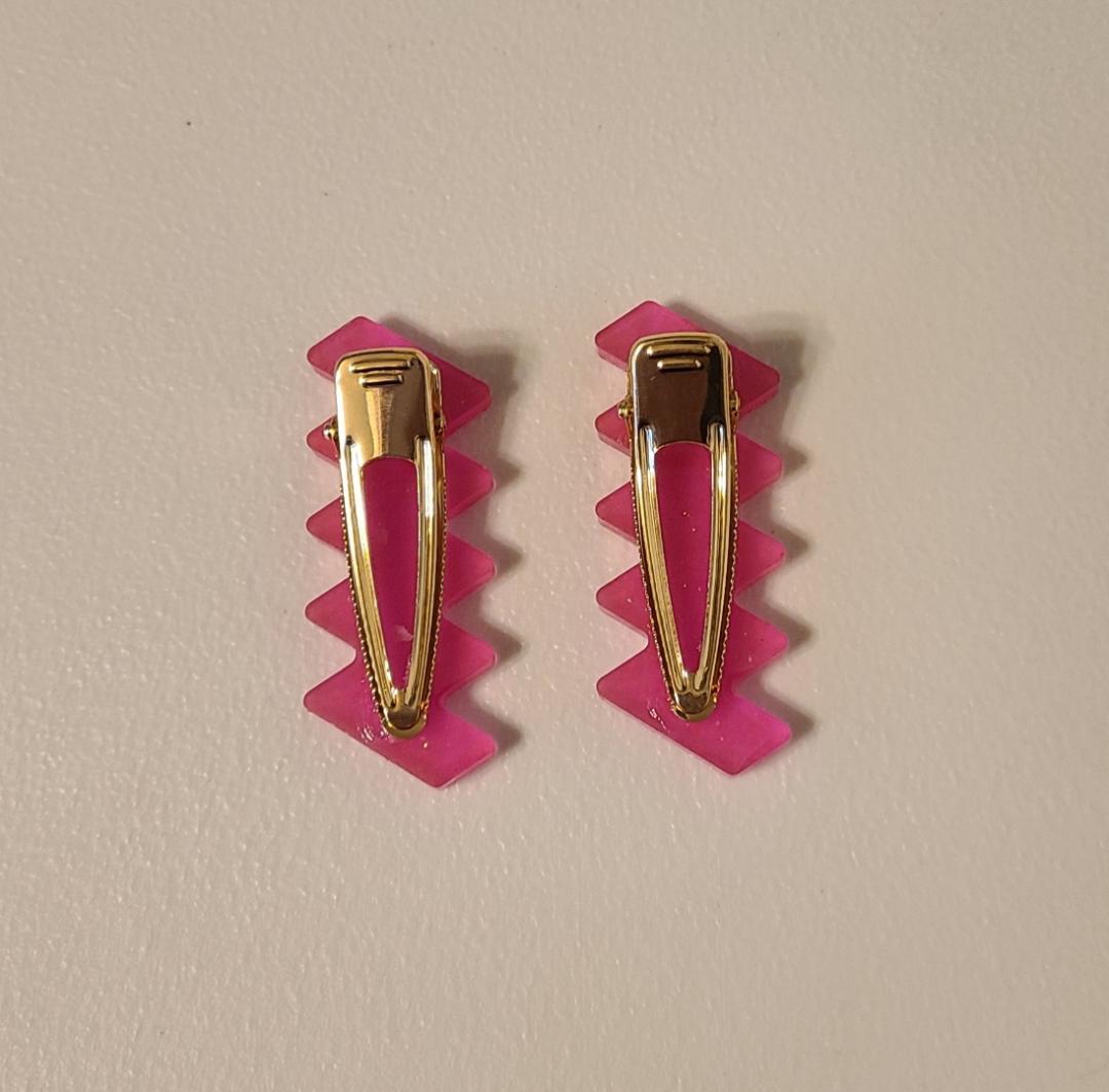 Magenta Zig Zag Large Hair Clips - Image 2