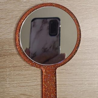 Red Crystal Round Handheld Mirror