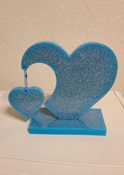 Large Turquoise Heart with Stand - Image 4