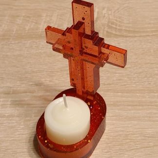 Red Cross Candle Holder with Candle