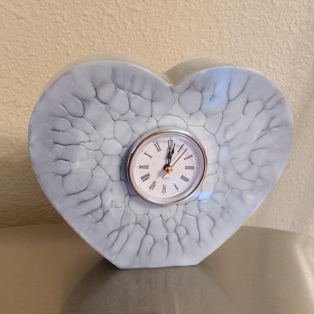 Silver Marble Heart Clock - Image 2
