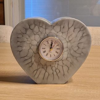 Silver Marble Heart Clock