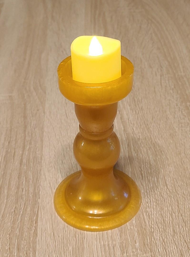 Tall Gold Crystal Candle Holder