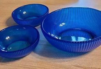 Blue Crystal Salad Bowl Set