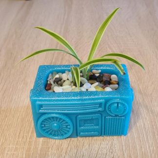 Turquoise Retro Radio Planter
