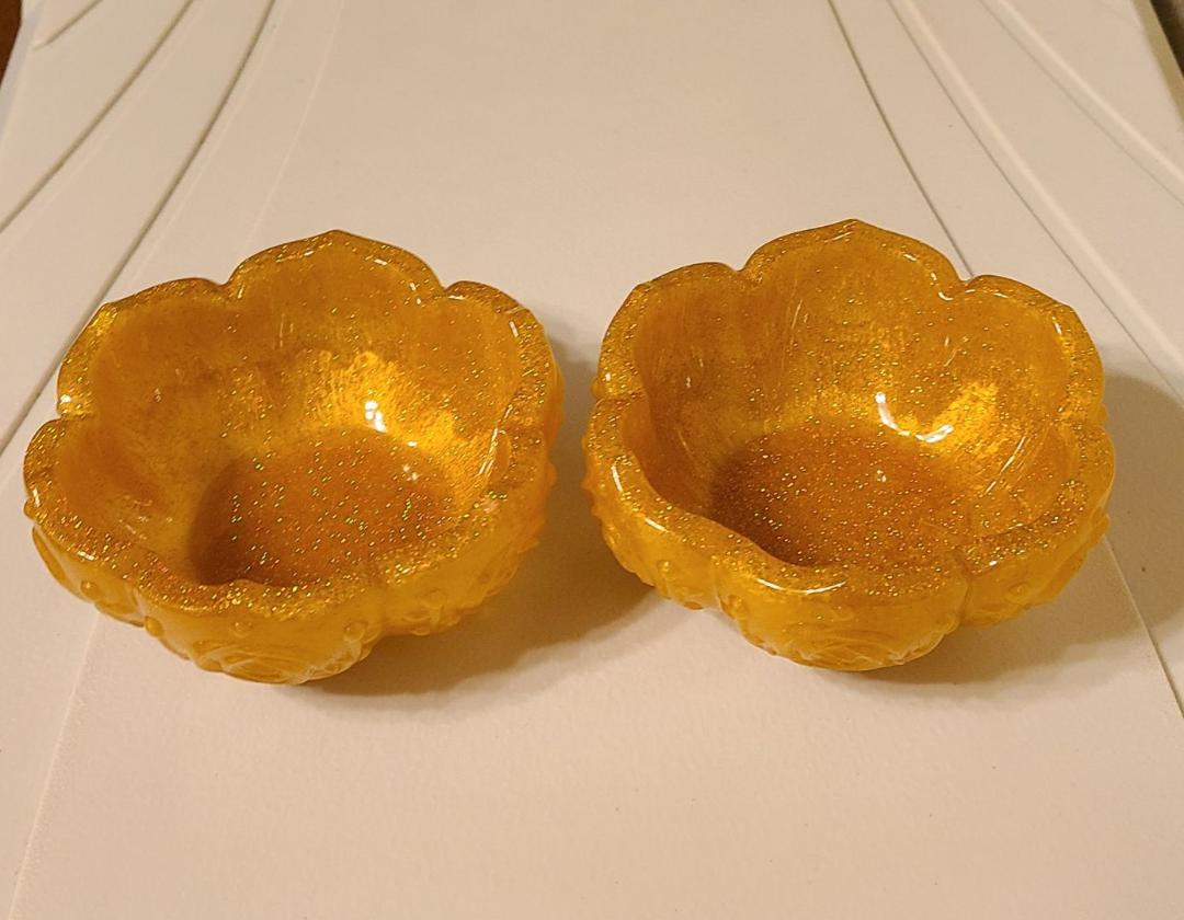 Two Gold Flower Bowls