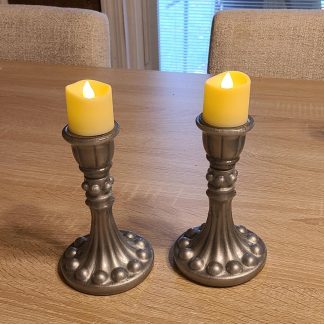 Two Silver Medium Candle Holders