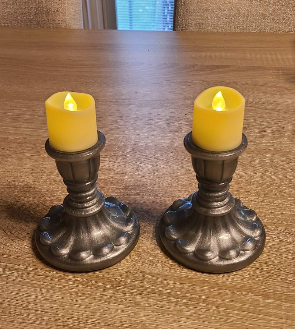 Two Small Silver Candle Holders - Image 3