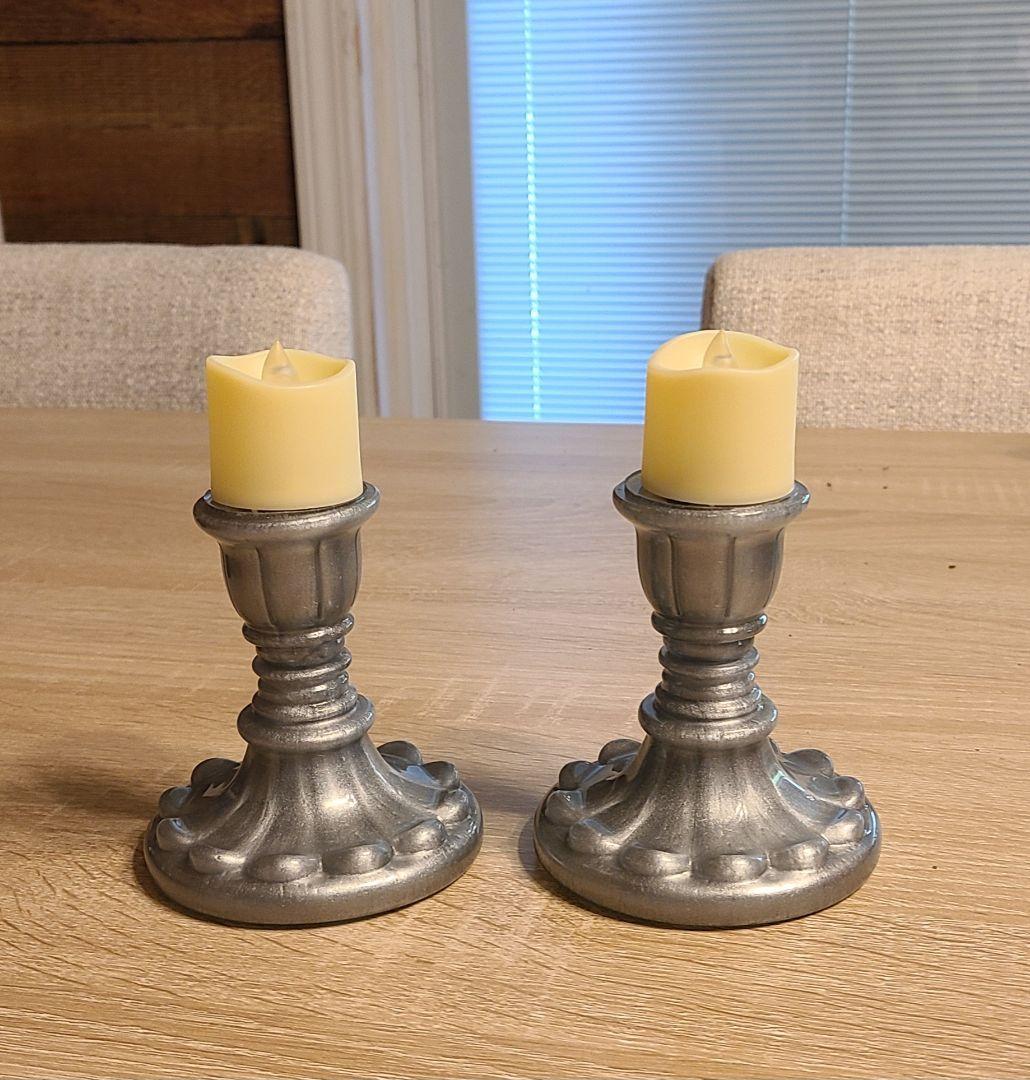 Two Small Silver Candle Holders - Image 2