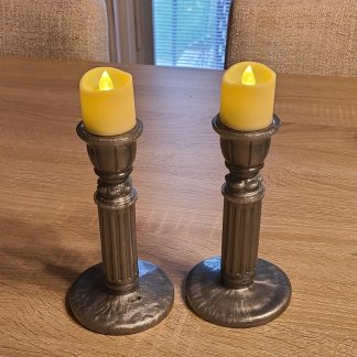 Two Silver Tall Candle Holders