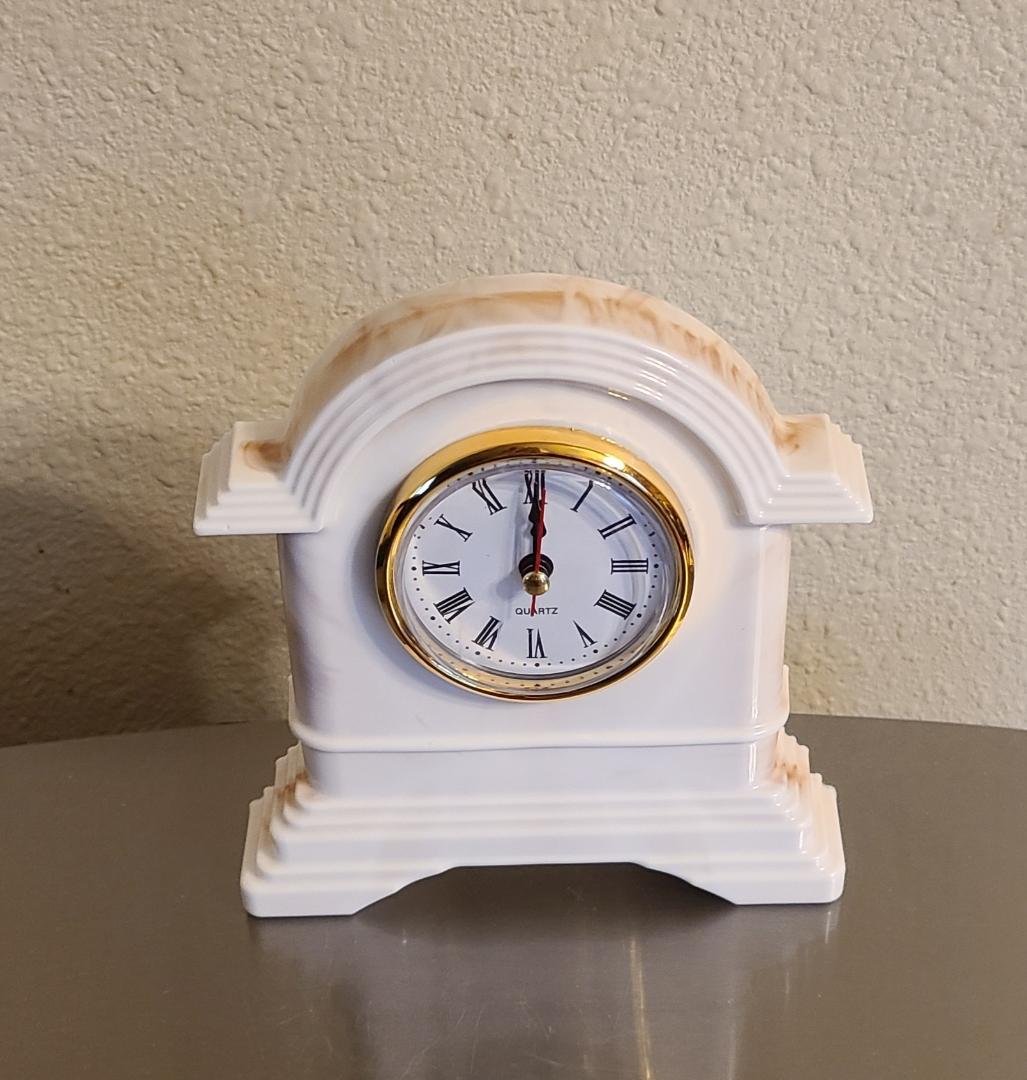 White Marble Mantle Clock