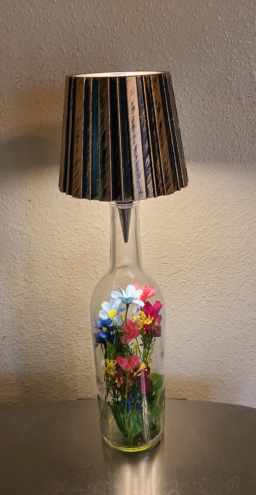 Wine Bottle Black & Bronze Table Lamp