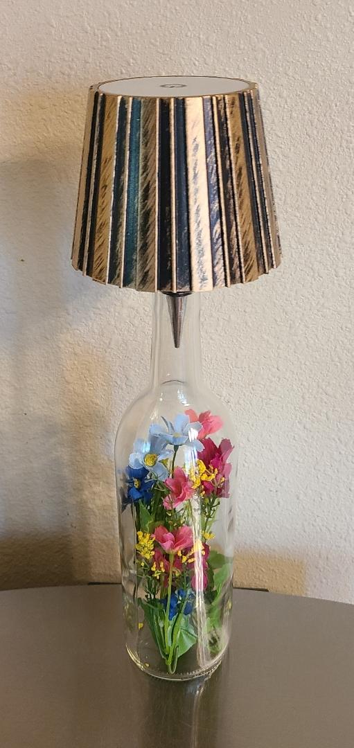 Wine Bottle Black & Bronze Table Lamp - Image 2