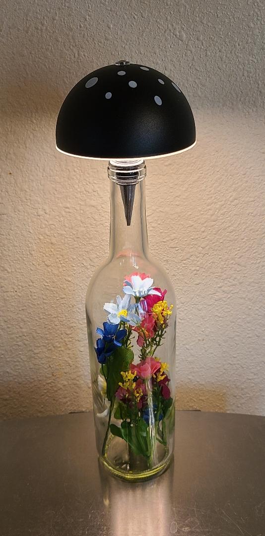 Wine Bottle Beatle Bug Table Lamp-Black