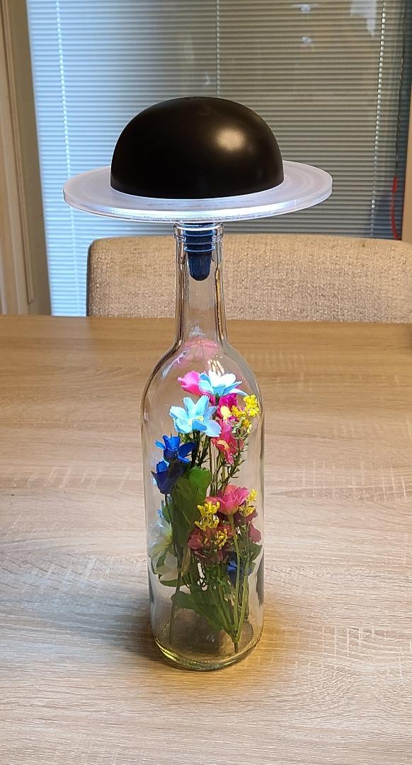 Wine Bottle Black Planet Table Lamp-with Remote