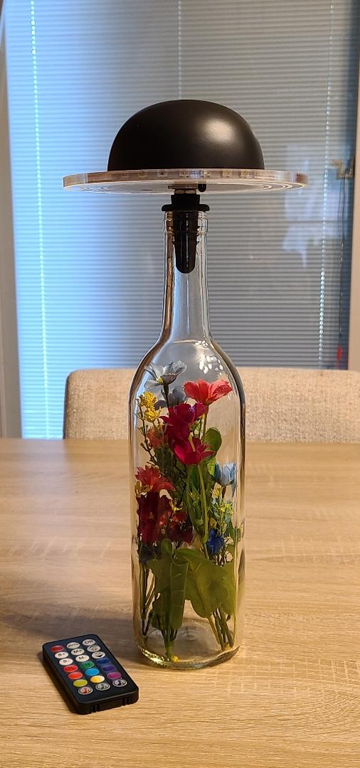 Wine Bottle Black Planet Table Lamp-with Remote - Image 2