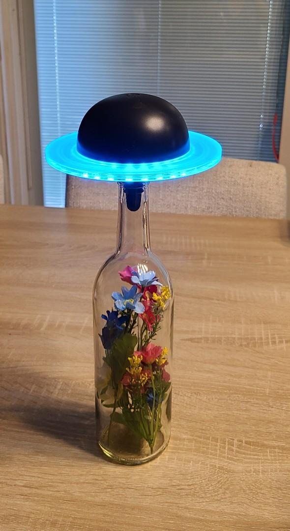 Wine Bottle Black Planet Table Lamp-with Remote - Image 3