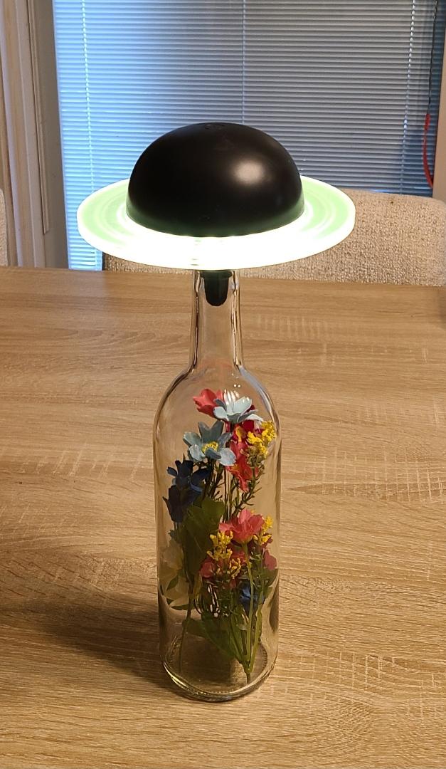 Wine Bottle Black Planet Table Lamp-with Remote - Image 4