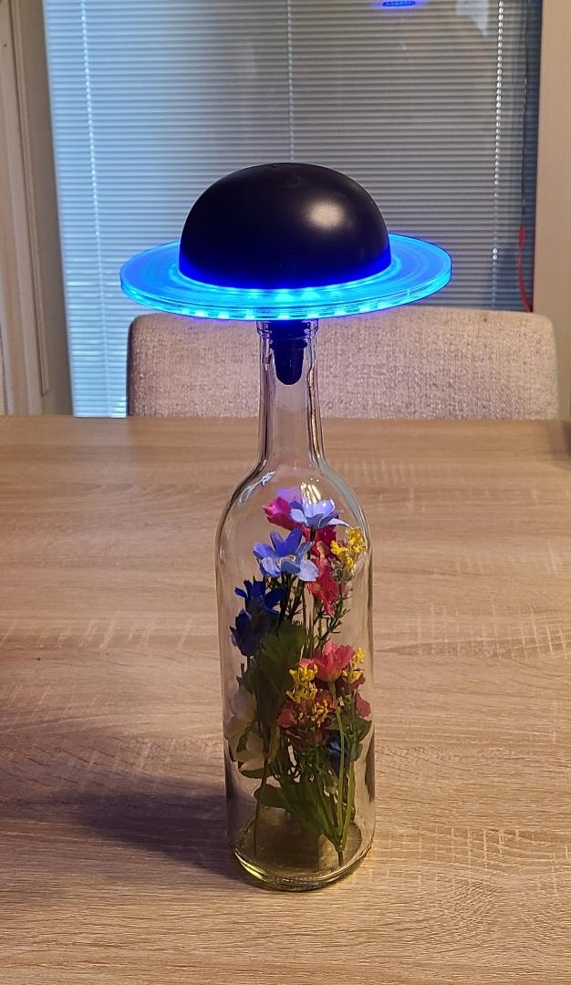 Wine Bottle Black Planet Table Lamp-with Remote - Image 5
