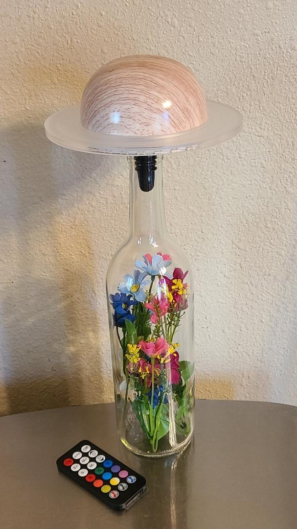 Wine Bottle Tan Planet Table Lamp-with Remote - Image 2