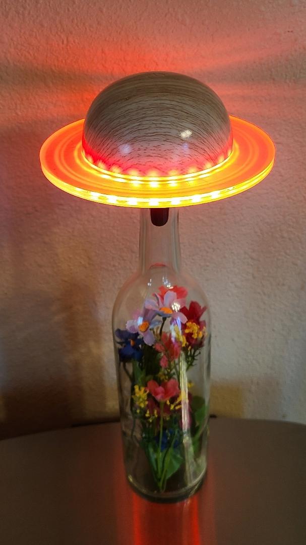 Wine Bottle Tan Planet Table Lamp-with Remote - Image 3